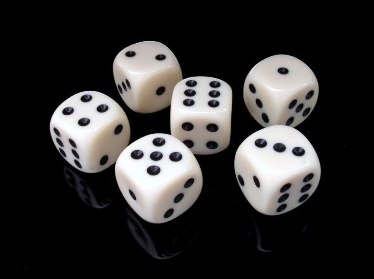 dice on a table